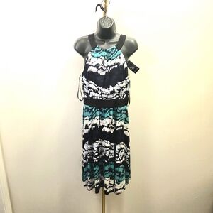 Max & Cleo Boutique Emerald Tie Dye Chevron Halter Dress Sz 10